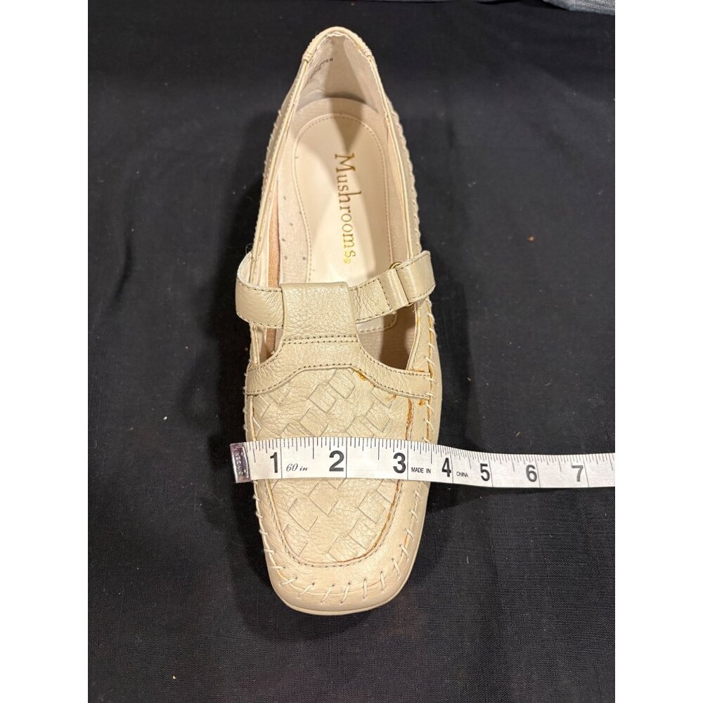 Mushrooms Womens Beige Genuine Leather Loafers Size 8M Mary Jane - Picture 9 of 10